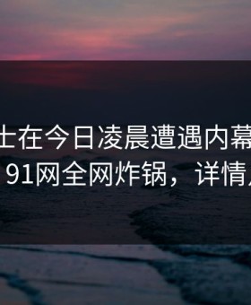 业内人士在今日凌晨遭遇内幕 热血沸腾，91网全网炸锅，详情点击