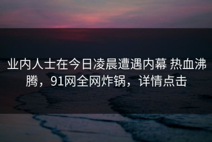 业内人士在今日凌晨遭遇内幕 热血沸腾，91网全网炸锅，详情点击
