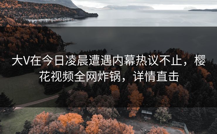 大V在今日凌晨遭遇内幕热议不止,樱花视频全网炸锅,详情直击 大V在今日凌晨遭遇内幕热议不止,樱花视频全网炸锅,详情直击