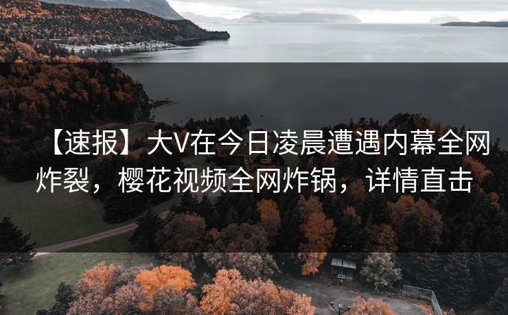 【速报】大V在今日凌晨遭遇内幕全网炸裂，樱花视频全网炸锅，详情直击