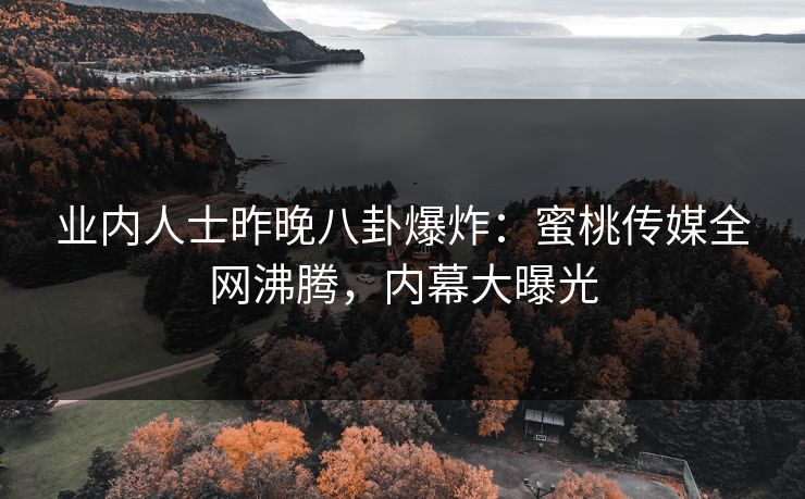 业内人士昨晚八卦爆炸：蜜桃传媒全网沸腾，内幕大曝光