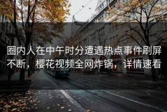 圈内人在中午时分遭遇热点事件刷屏不断，樱花视频全网炸锅，详情速看