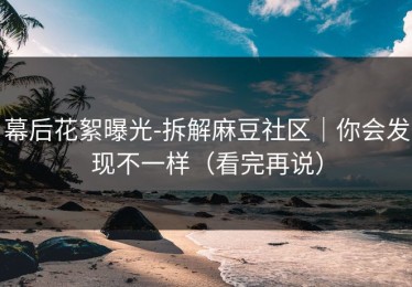 幕后花絮曝光-拆解麻豆社区｜你会发现不一样（看完再说）