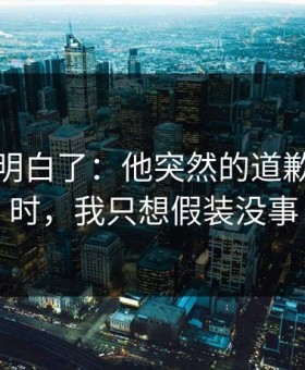 我突然明白了：他突然的道歉被提起时，我只想假装没事