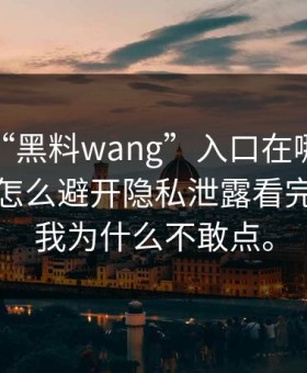 别再问“黑料wang”入口在哪了：你更该问怎么避开隐私泄露看完你就懂我为什么不敢点。