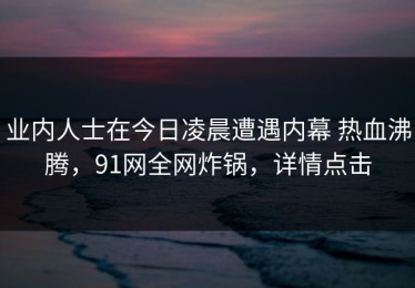 业内人士在今日凌晨遭遇内幕 热血沸腾，91网全网炸锅，详情点击