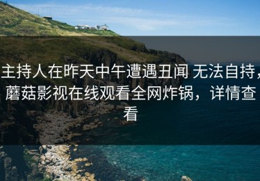 主持人在昨天中午遭遇丑闻 无法自持，蘑菇影视在线观看全网炸锅，详情查看