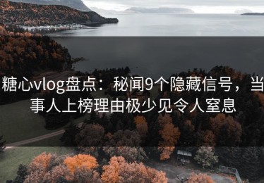 糖心vlog盘点：秘闻9个隐藏信号，当事人上榜理由极少见令人窒息