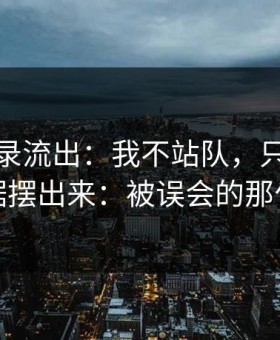 聊天记录流出：我不站队，只把关键证据摆出来：被误会的那句话