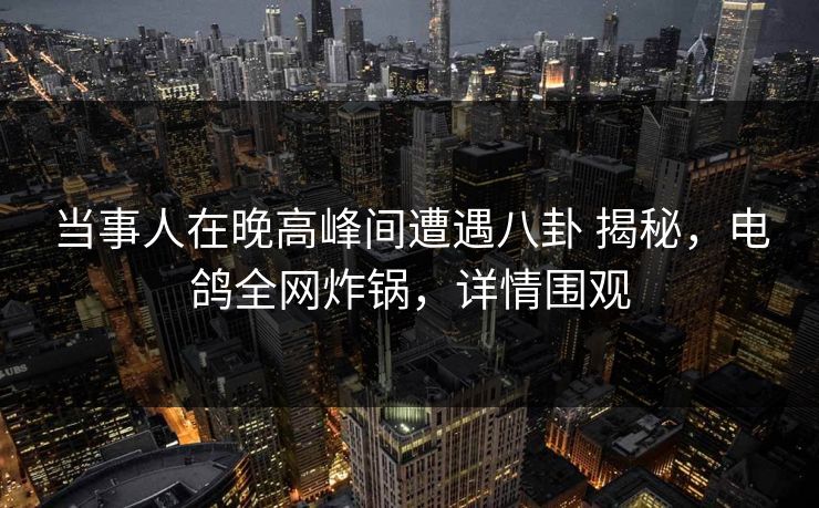 当事人在晚高峰间遭遇八卦 揭秘,电鸽全网炸锅,详情围观 当事人在晚高峰间遭遇八卦 揭秘,电鸽全网炸锅,详情围观