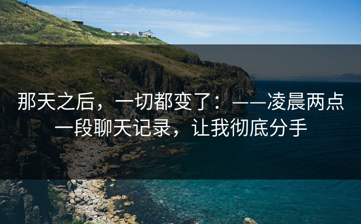 那天之后，一切都变了：——凌晨两点一段聊天记录，让我彻底分手